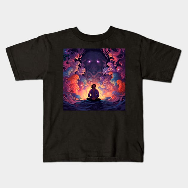 Master Meditating Kids T-Shirt by Fatal_Des